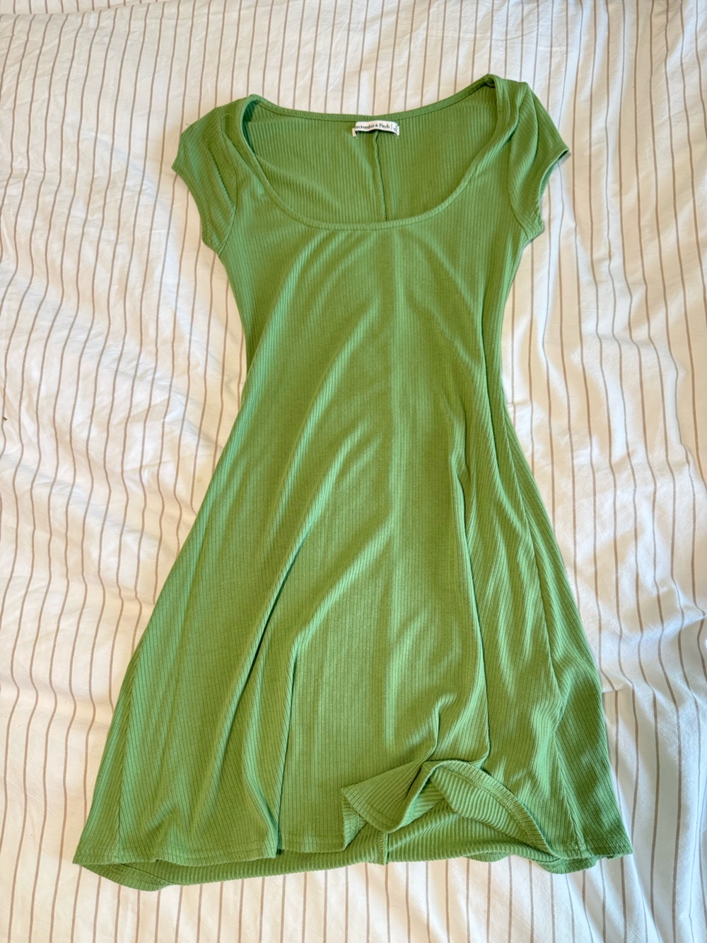 Abercrombie & Fitch Green Ribbed Mini Dress